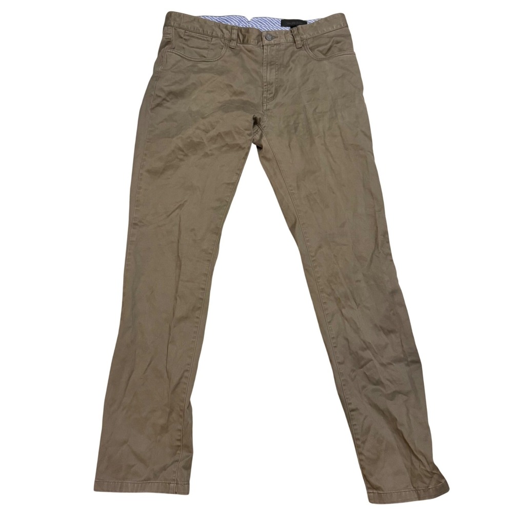 Saks Fifth Avenue Pima Cotton Stretch Chino Pants Olive Brown Men's Size 34